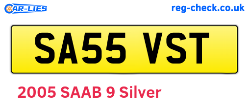 SA55VST are the vehicle registration plates.