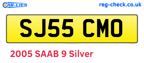 SJ55CMO are the vehicle registration plates.