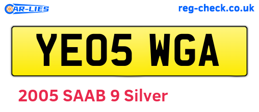 YE05WGA are the vehicle registration plates.