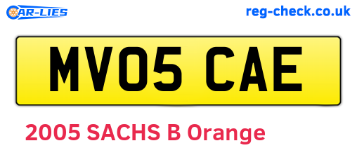 MV05CAE are the vehicle registration plates.