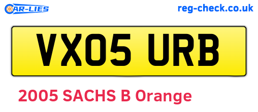 VX05URB are the vehicle registration plates.