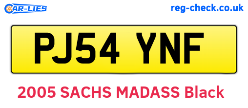 PJ54YNF are the vehicle registration plates.