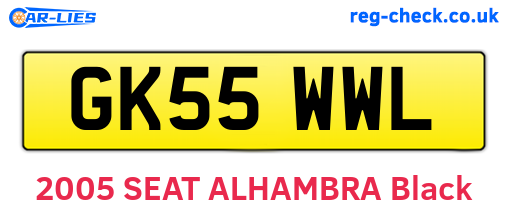 GK55WWL are the vehicle registration plates.