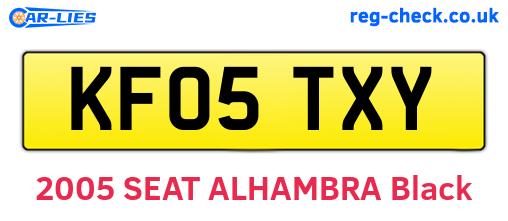 KF05TXY are the vehicle registration plates.