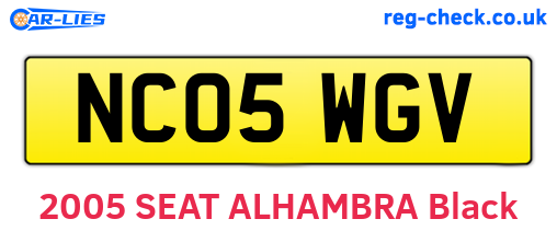NC05WGV are the vehicle registration plates.