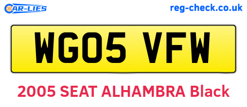 WG05VFW are the vehicle registration plates.