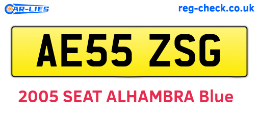 AE55ZSG are the vehicle registration plates.