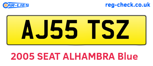 AJ55TSZ are the vehicle registration plates.