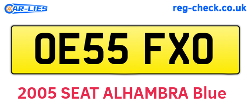 OE55FXO are the vehicle registration plates.