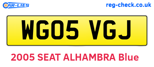 WG05VGJ are the vehicle registration plates.