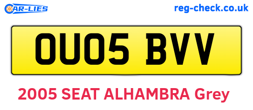 OU05BVV are the vehicle registration plates.