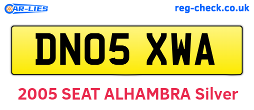 DN05XWA are the vehicle registration plates.