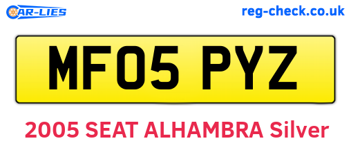 MF05PYZ are the vehicle registration plates.