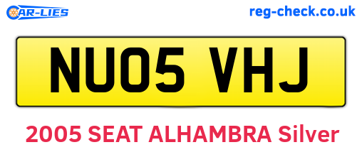 NU05VHJ are the vehicle registration plates.