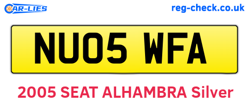 NU05WFA are the vehicle registration plates.