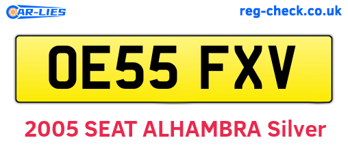 OE55FXV are the vehicle registration plates.