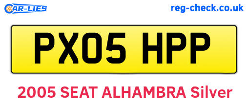 PX05HPP are the vehicle registration plates.