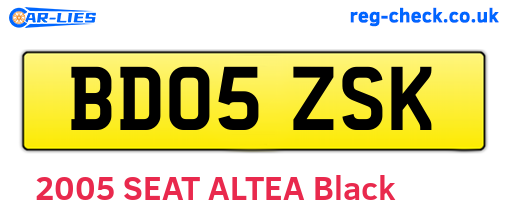 BD05ZSK are the vehicle registration plates.