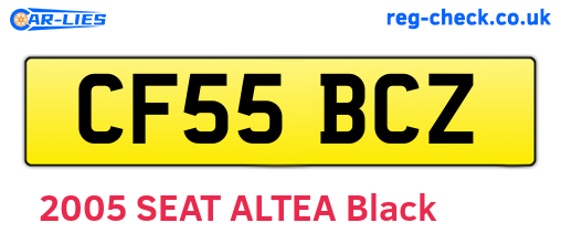 CF55BCZ are the vehicle registration plates.