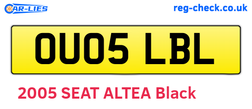 OU05LBL are the vehicle registration plates.