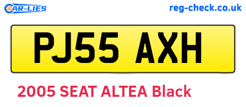 PJ55AXH are the vehicle registration plates.