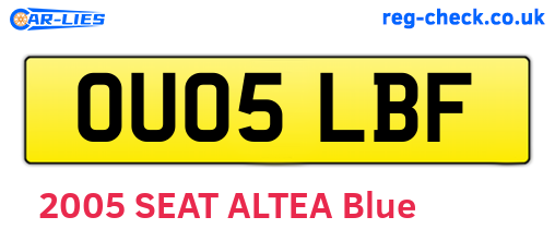 OU05LBF are the vehicle registration plates.