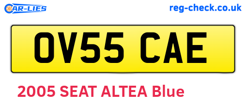 OV55CAE are the vehicle registration plates.