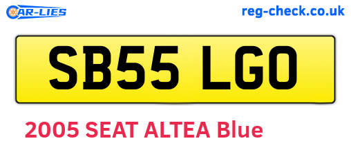 SB55LGO are the vehicle registration plates.