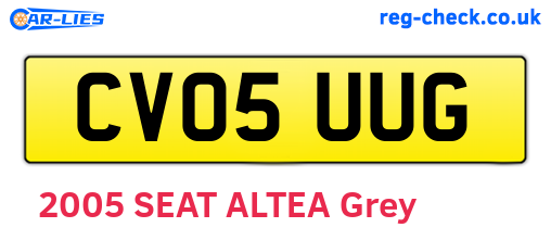 CV05UUG are the vehicle registration plates.