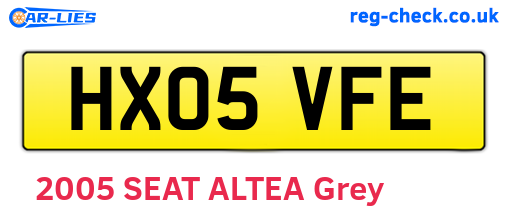 HX05VFE are the vehicle registration plates.