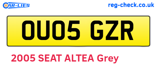 OU05GZR are the vehicle registration plates.