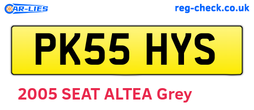 PK55HYS are the vehicle registration plates.