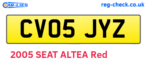 CV05JYZ are the vehicle registration plates.