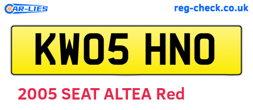 KW05HNO are the vehicle registration plates.