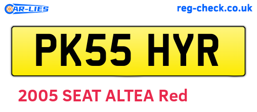 PK55HYR are the vehicle registration plates.