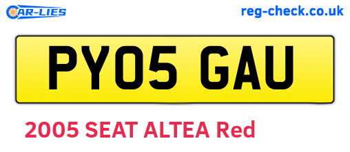 PY05GAU are the vehicle registration plates.