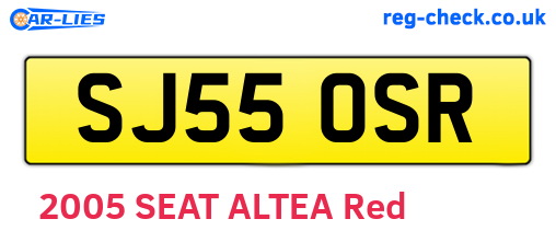 SJ55OSR are the vehicle registration plates.