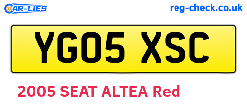 YG05XSC are the vehicle registration plates.