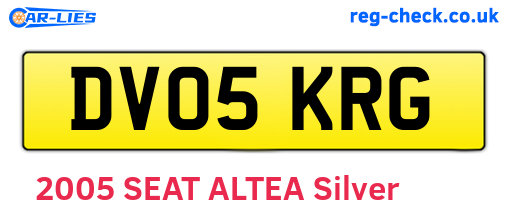 DV05KRG are the vehicle registration plates.