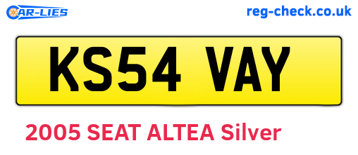 KS54VAY are the vehicle registration plates.