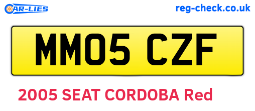 MM05CZF are the vehicle registration plates.
