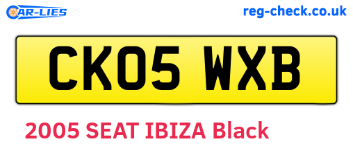 CK05WXB are the vehicle registration plates.