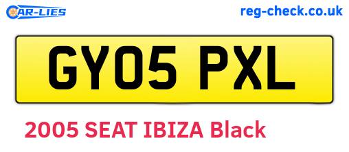 GY05PXL are the vehicle registration plates.