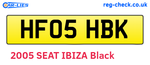 HF05HBK are the vehicle registration plates.