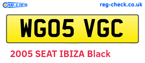 WG05VGC are the vehicle registration plates.