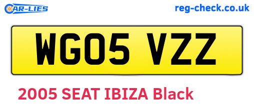WG05VZZ are the vehicle registration plates.