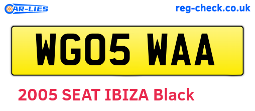 WG05WAA are the vehicle registration plates.