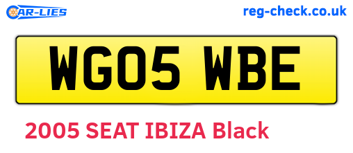 WG05WBE are the vehicle registration plates.