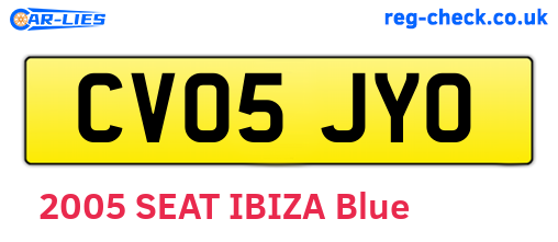 CV05JYO are the vehicle registration plates.