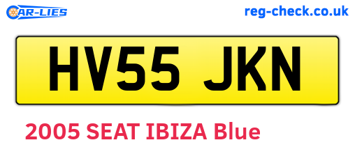 HV55JKN are the vehicle registration plates.